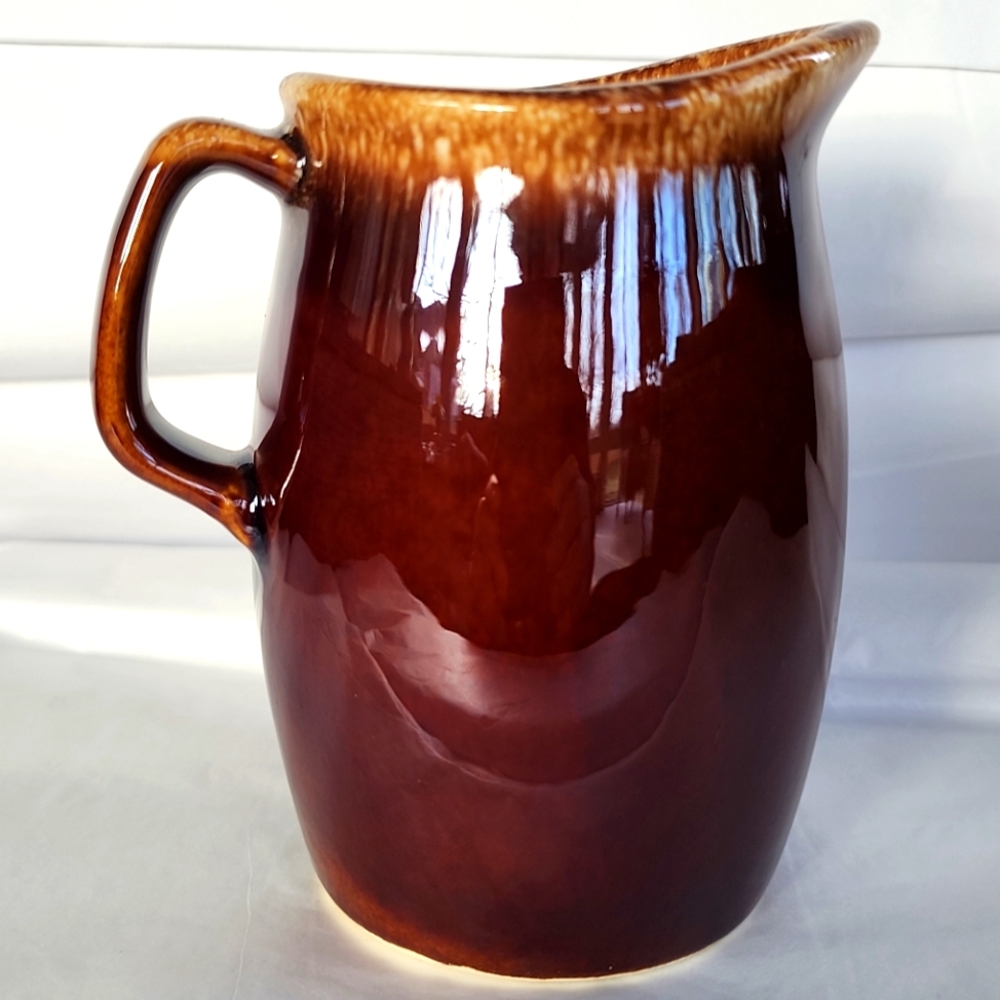 Vtg Hull Pottery Small Brown Pitcher USA 4 1/2in Creamer Gravy Syrup Oven Proof